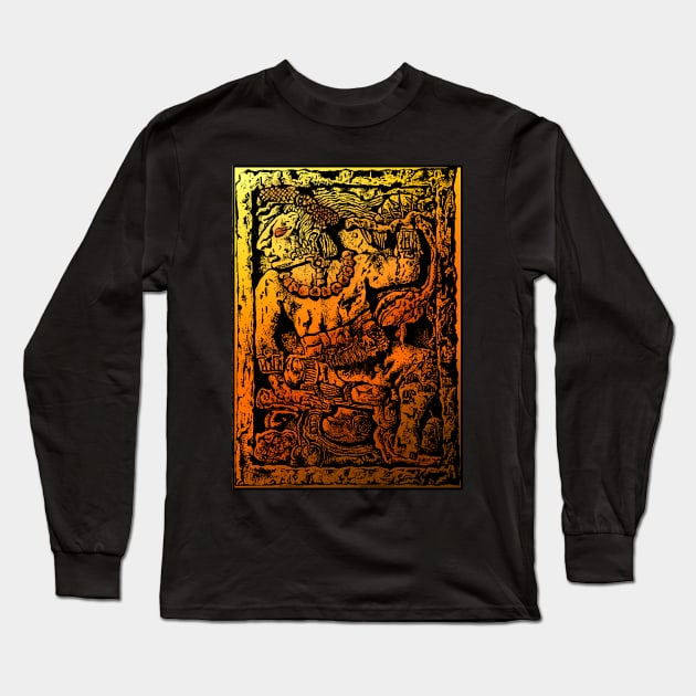 MESOAMERICAN MAYAN FIGURE Long Sleeve T-Shirt by Larry Butterworth